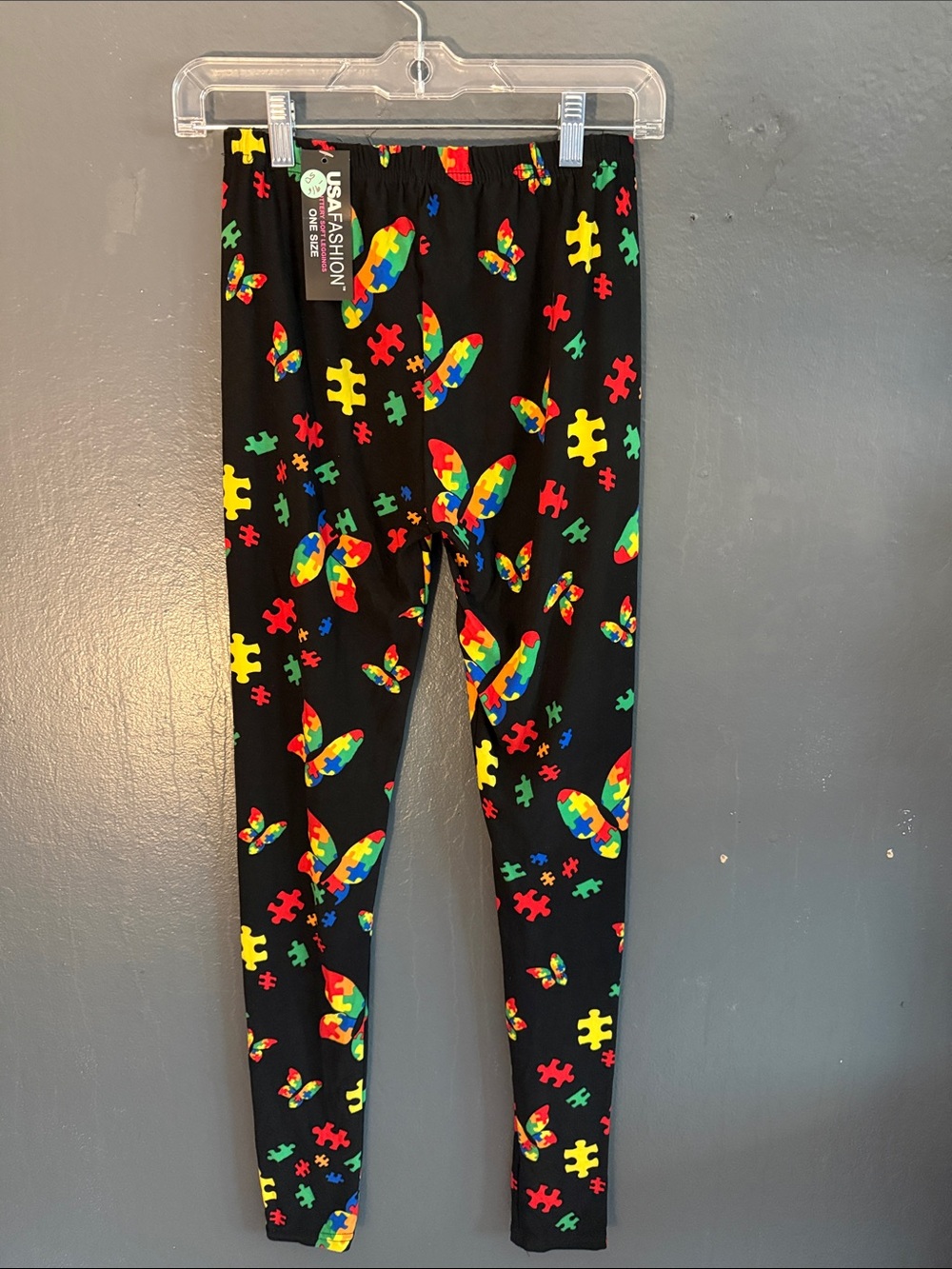 USA Fashion Womens Black autism Butterfly Leggings